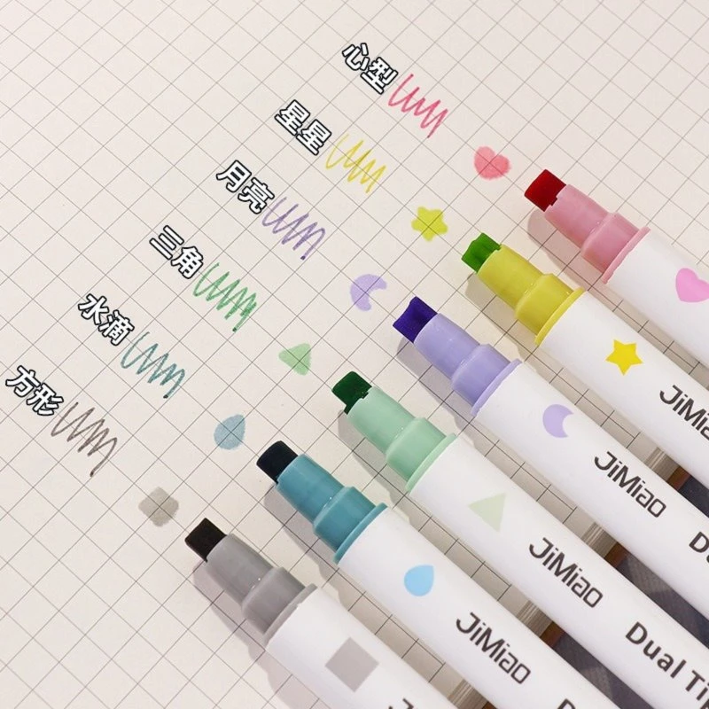 Surligneur à double tête de tampon 6 couleurs