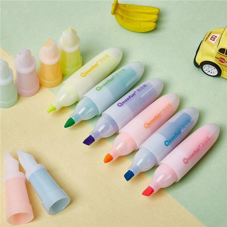 6pcs mini surligneur en forme de stylo plume